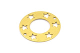Brass Star Connector, 50 Raw Brass Star Pentagram Connectors With 2 Holes (20mm) A0195