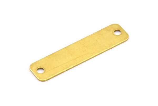 Brass Rectangle Bar, 100 Raw Brass Rectangle Stamping Blanks, Geometric Findings With 2 Holes (40x10mm) Brs 715-2 A0341