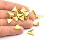 Brass Cambered Triangle, 150 Raw Brass Cambered Triangle With 2 Holes, Finding (14mm) A0053