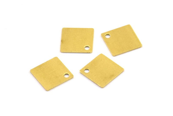 Tiny Square Charm, 250 Raw Brass Square Charms (9mm) Brs157 A0206