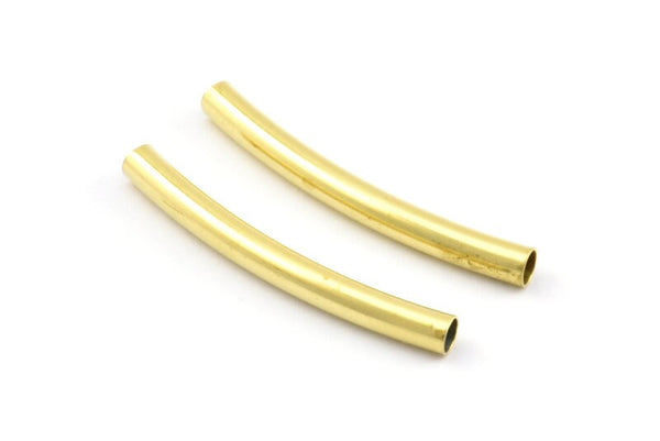 Brass Curved Tube - 24 Raw Brass Curved Tubes (3x30mm) Bs 1417