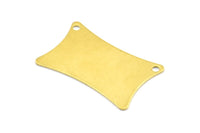 Brass Pillow Blank, 6 Raw Brass Flat Pillow Stamping Blank With 2 Holes (33x20x0.80mm) D0058--c079