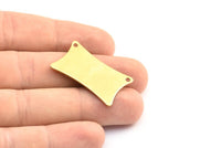 Brass Pillow Blank, 6 Raw Brass Flat Pillow Stamping Blank With 2 Holes (33x20x0.80mm) D0058--c079
