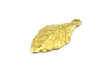 Brass Leaf Charm, Raw Brass Leaf Findings, Charms (21x10mm) Brs 1094 D0506--n0686