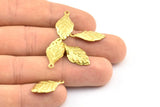 Brass Leaf Charm, Raw Brass Leaf Findings, Charms (21x10mm) Brs 1094 D0506--n0686