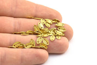 Pirinç Yaprak Konnektörleri, 2 Delikli 100 Ham Pirinç Yaprak Şeklinde Charm Bulguları Konnektörleri (9x5mm) Brs 387 A0326