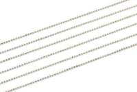 10 Meters 1mm Silver Tone Brass Faceted Ball Chain Z030
