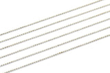 10 Meters 1mm Silver Tone Brass Faceted Ball Chain Z030