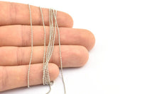 10 Meters 1mm Silver Tone Brass Faceted Ball Chain Z030