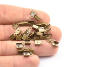 Brass Leather Crimp, 50 Antique Brass Leather Crimp Ends With Loop (9x5x3.5mm) K064