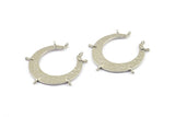 Hammered Crescent Pendant, 2 Silver Tone Hammered Crescent Pendants With 7 Loops (40x7.5x0.9mm) U077