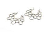 Ethnic Circle Pendant, 2 Silver Tone Pendants With 2 Loops, Pendants, Charms, Findings (35.5x39x1.4mm) U036