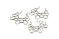 Ethnic Circle Pendant, 2 Silver Tone Pendants With 2 Loops, Pendants, Charms, Findings (35.5x39x1.4mm) U036