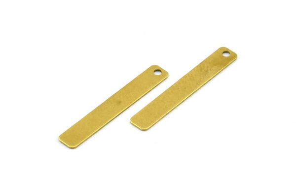 Rectangle Brass Bar, 100 Raw Brass Rectangle Charms With 1 Hole (4x25mm) Brs 652-1 A0225