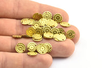 Brass Round Connector, 50 Raw Brass Round With 2 Holes Connectors, Charms, Findings (9mm) Brs 86 A0449