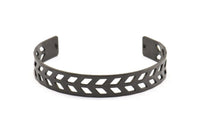 Black Chevron Cuff - 1 Oxidized Brass Black Chevron Cuff Bracelet Blank Bangle With 2 Holes (10x145x0.80mm) T100-0