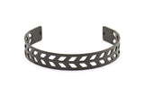 Black Chevron Cuff - 1 Oxidized Brass Black Chevron Cuff Bracelet Blank Bangle With 2 Holes (10x145x0.80mm) T100-0