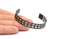 Black Chevron Cuff - 1 Oxidized Brass Black Chevron Cuff Bracelet Blank Bangle With 2 Holes (10x145x0.80mm) T100-0