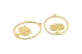 Brass Tree Charm, 2 Raw Brass Tree Charms With 1 Loop, Pendant, Findings (45x34x1.2mm) BS 2044