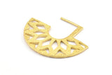 Geometric Earring Findings, 2 Raw Brass Ethnic Semi Circle Textured Earring Findings  (36x29x1mm) BS 2053