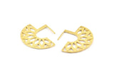 Geometric Earring Findings, 2 Raw Brass Ethnic Semi Circle Textured Earring Findings  (36x29x1mm) BS 2053