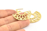 Geometric Earring Findings, 2 Raw Brass Ethnic Semi Circle Textured Earring Findings  (36x29x1mm) BS 2053