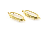 Brass Oval Setting, 4 Raw Brass Oval Settings With 2 Loops and 1 Pad Setting (30.5x12x5.5mm) E203