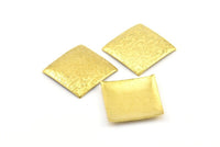 Brass Square Charm, 5 Raw Brass Flower Textured Square Findings (25mm) D0102--C002