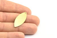 Marquise Necklace Earring Finding, 25 Raw Brass Marquise Flat Stamping Blanks, Bracelet Charms (35x14mm) Brs 26d A0131