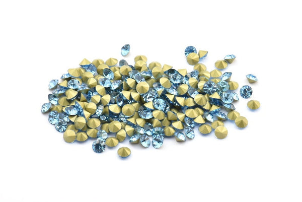 Akuamarin Swarovski Elmas, 4.3/4.4 mm Ped SS18 İçin 12 Akuamarin Swarovski Elmas