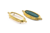 Brass Oval Setting, 4 Raw Brass Oval Settings With 2 Loops and 1 Pad Setting (30.5x12x5.5mm) E203