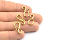 Brass Clasp Hooks, Raw Brass Clasp Connectors (21x10mm) D0236 Y228