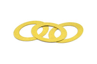 Middle Hole Connector, 25 Raw Brass Oval And Middle Hole Connector (23x32mm) Brs 600 A0539