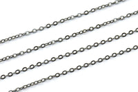 Gunmetal Chain, Cable Chain, 10 Meters - 33 Feet (1.5x2mm) Gunmetal Tone Brass Soldered Chain - Y007 Z029