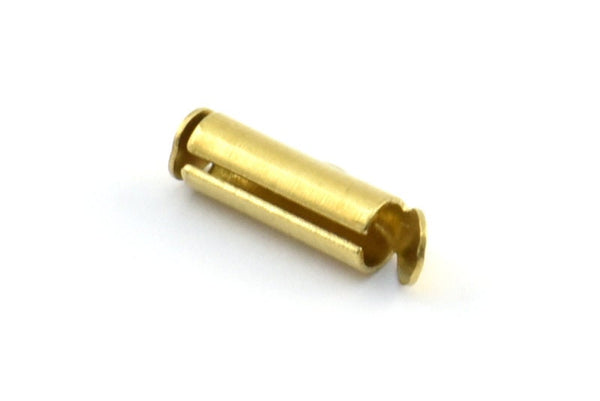 Brass Slide On End, 50 Raw Brass Slide On End Clasps for Seed Beads, Findings, Bracelets (12.5x4mm) BS 2064