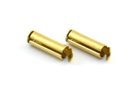 Brass Slide On End, 50 Raw Brass Slide On End Clasps for Seed Beads, Findings, Bracelets (12.5x4mm) BS 2064