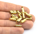Brass Slide On End, 50 Raw Brass Slide On End Clasps for Seed Beads, Findings, Bracelets (12.5x4mm) BS 2064