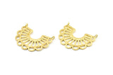 Ethnic Sun Pendant, 4 Raw Brass Semi Circle Pendant With 2 Loops (30x24.5x1.1mm) E242