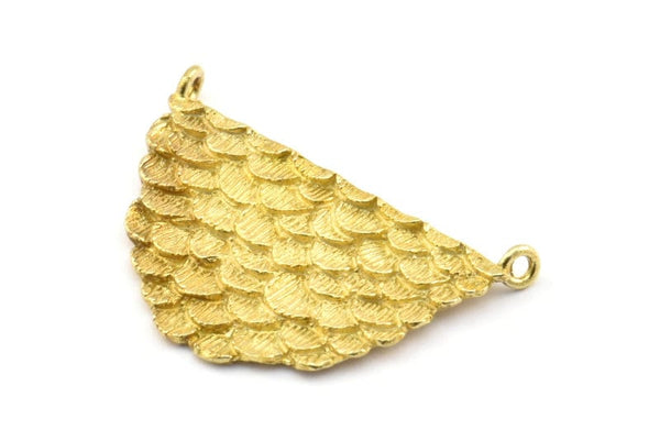 Brass Oval Pendant, 2 Raw Brass Textured Half Oval Pendants With 2 Loops, Findings (33x20x1.6mm) E237