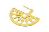 Brass Ethnic Earring, 2 Raw Brass Semi Circle Earrings (37x29.5x1mm) E243