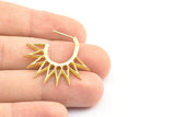 Brass Sun Earring, 2 Raw Brass Textured Sunny Earrings (34x32x2mm) E245