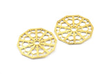 Brass Textured Pendant, 2 Raw Brass Mandala Pendants, Charms, Findings (36x1mm) BS 2041