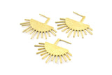 Moon and Sun, 2 Raw Brass Crescent Moon and Semi Sun Ethnic Earrings (39x31x1.2mm) BS 2074