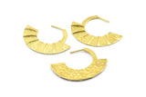 Geometric Earring Findings, 2 Raw Brass Semi Circle Textured Earring Findings (44x34x1.8mm) BS 2059