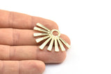 Gold Sun Pendant, 1 Gold Plated Brass Hammered Sunny Pendants With 1 Loop (44x31x2mm) BS 1924 Q0433