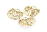 Gold Solar System, 1 Gold Plated Brass Solar System Pendant With 1 Loop,Necklace Finding, Earring Findings (43x46x1.5mm) U145 Q0428