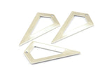 Silver Triangle Pendant, 3 Silver Tone Triangle Pendants With 1 Hole, Charms, Earrings (38x20x0.8mm) U149 H0571