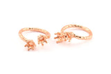 Adjustable Prong Settings, 2 Rose Gold Lacquer Plated Brass 6 Claw Ring Blanks with 2 Prong Settings - Pad Size 5mm N0329