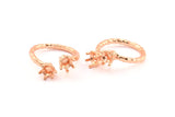 Adjustable Prong Settings, 2 Rose Gold Lacquer Plated Brass 6 Claw Ring Blanks with 2 Prong Settings - Pad Size 5mm N0329