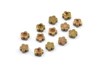 Brass Flower Charm, 100 Raw Brass Flower Setting (4mm) F078